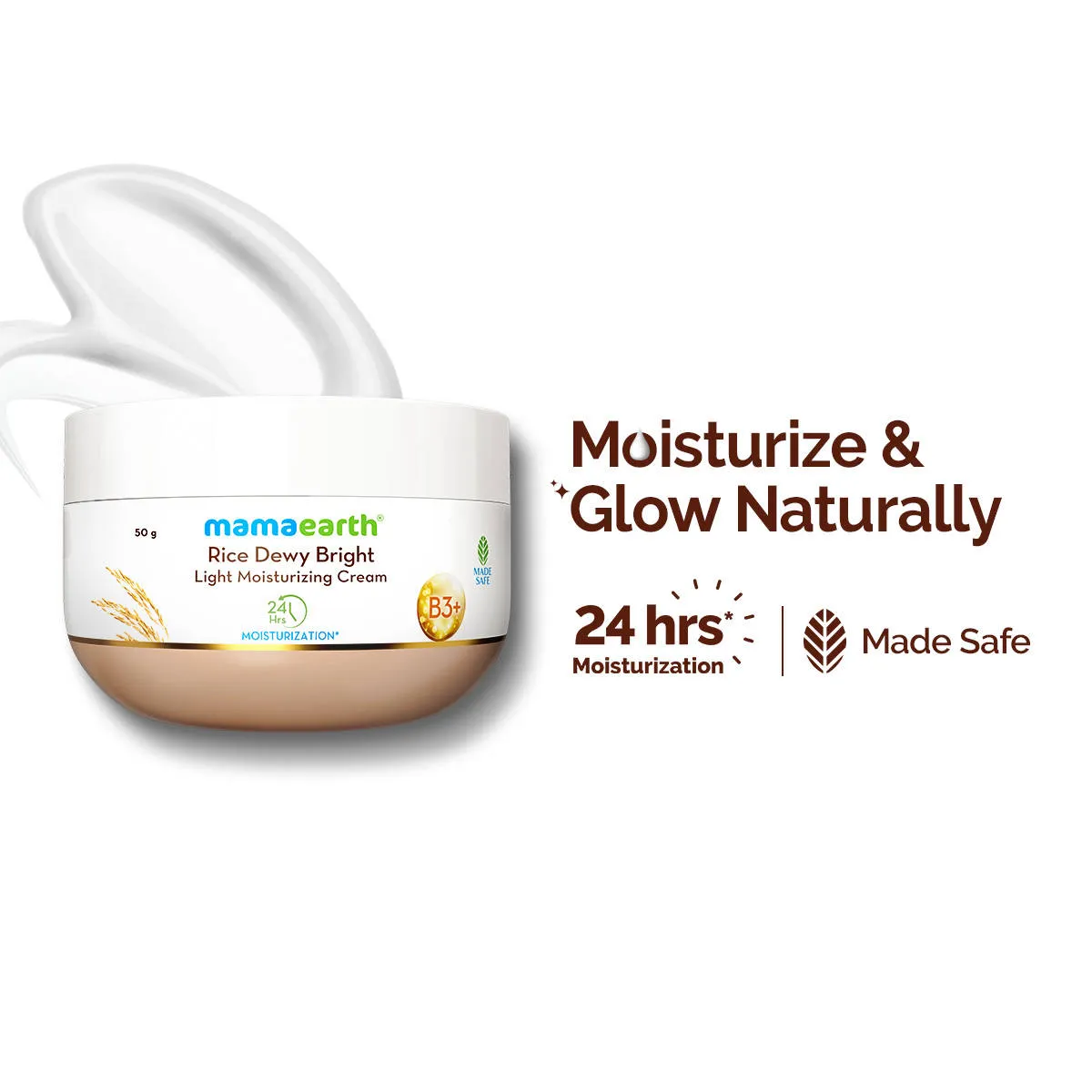 Mamaearth Rice Dewy Bright Light Moisturizing Cream With Rice Water & Niacinamide