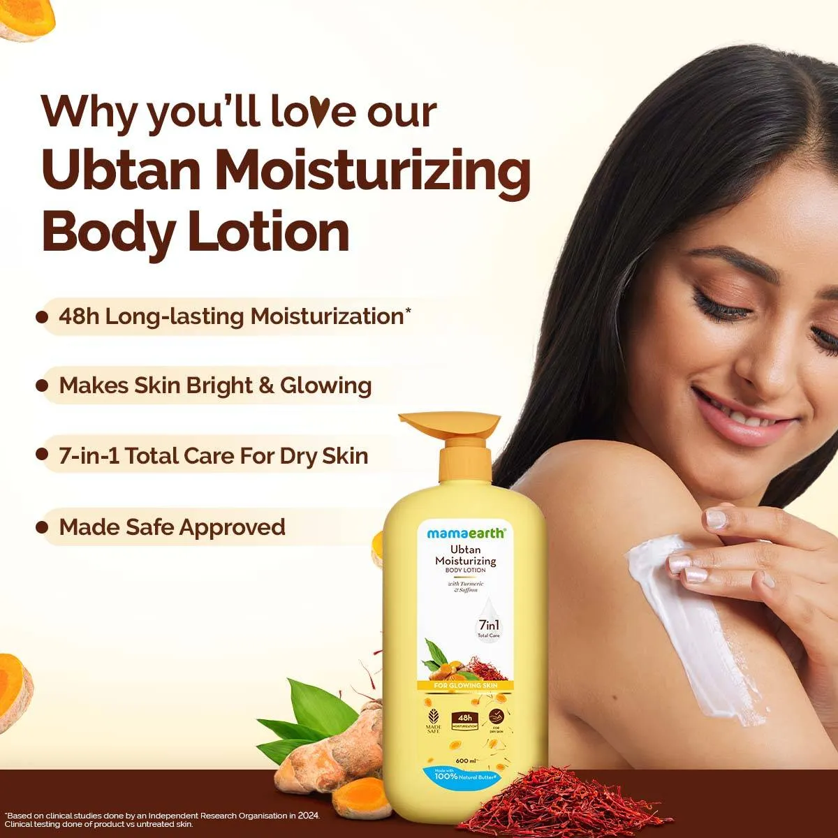 Mamaearth Ubtan Moisturizing Body Lotion With Turmeric & Saffron For Glowing Skin