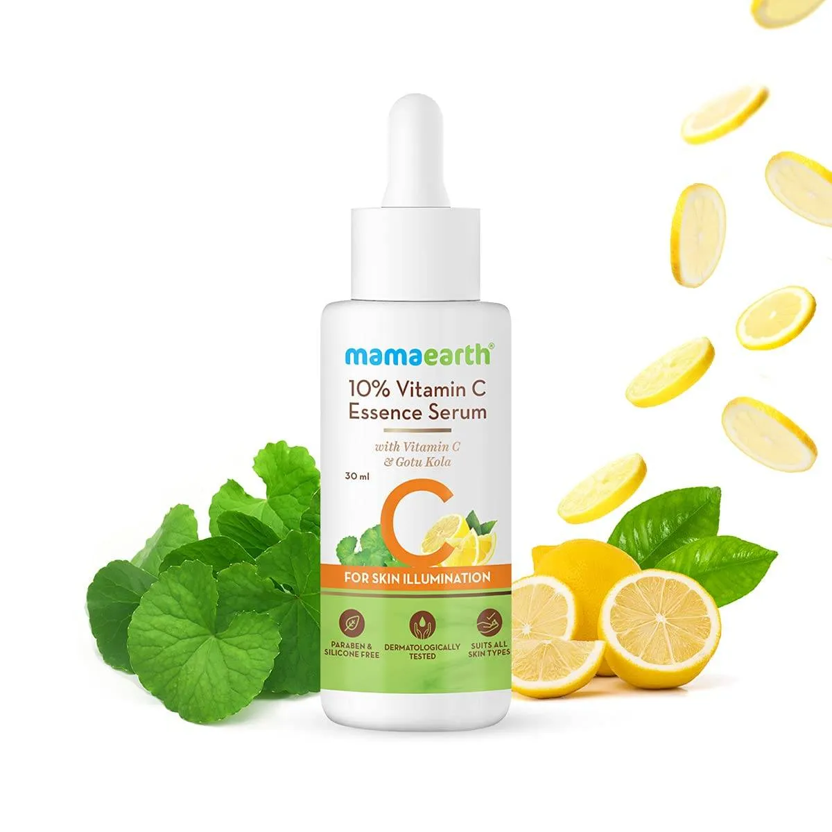 Mamaearth 10% Vitamin C Face Serum, Essence Serum With Vitamin C & Gotu Kola For Skin Illumination