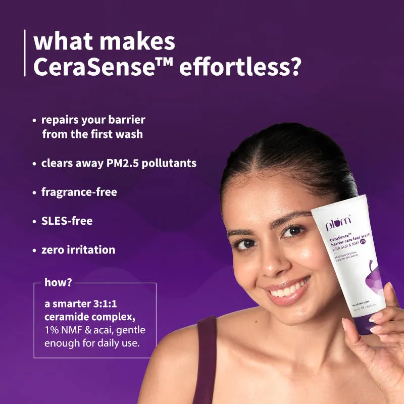 Plum Cerasense Barrier Repair Hydrating Face Wash With Ceramides For Dry, Sensitive Skin