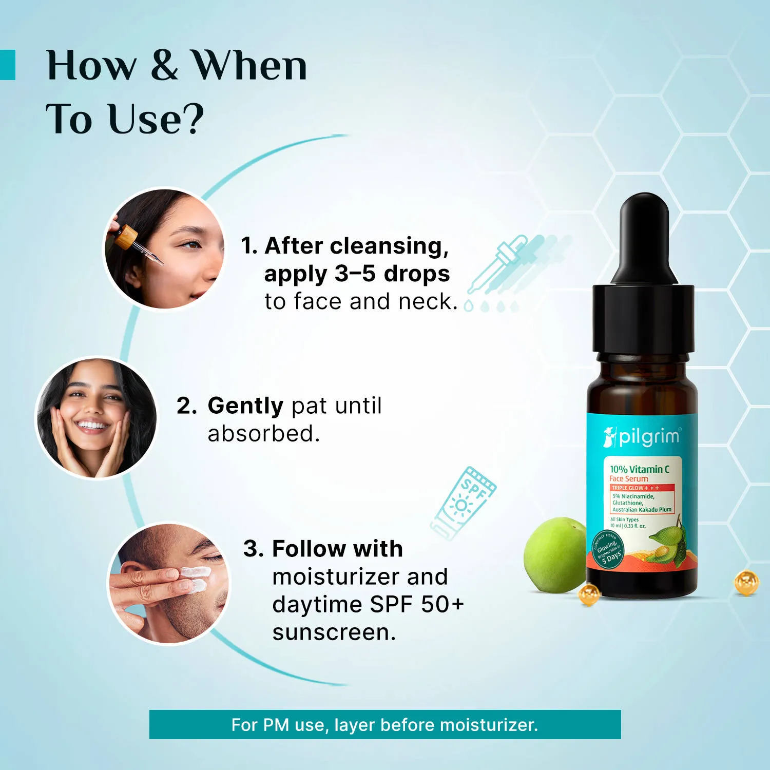 Pilgrim 10% Niacinamide with Kojic Acid & Korean Rice Water Face Serum For Clear Glass Skin Glow