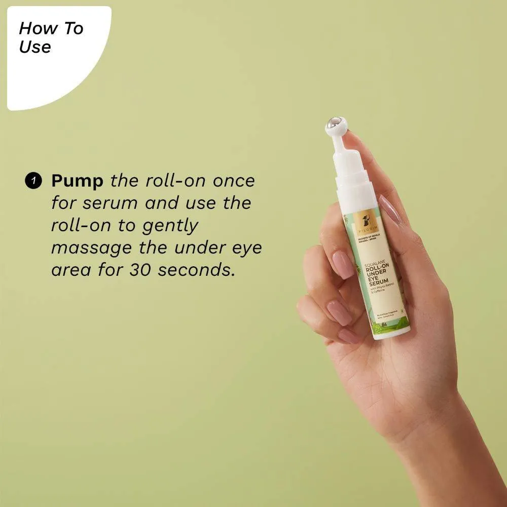 Pilgrim Squalane Roll-On Under Eye Eream Serum With Phyto-Retinol & Caffeine - Pack Of 2