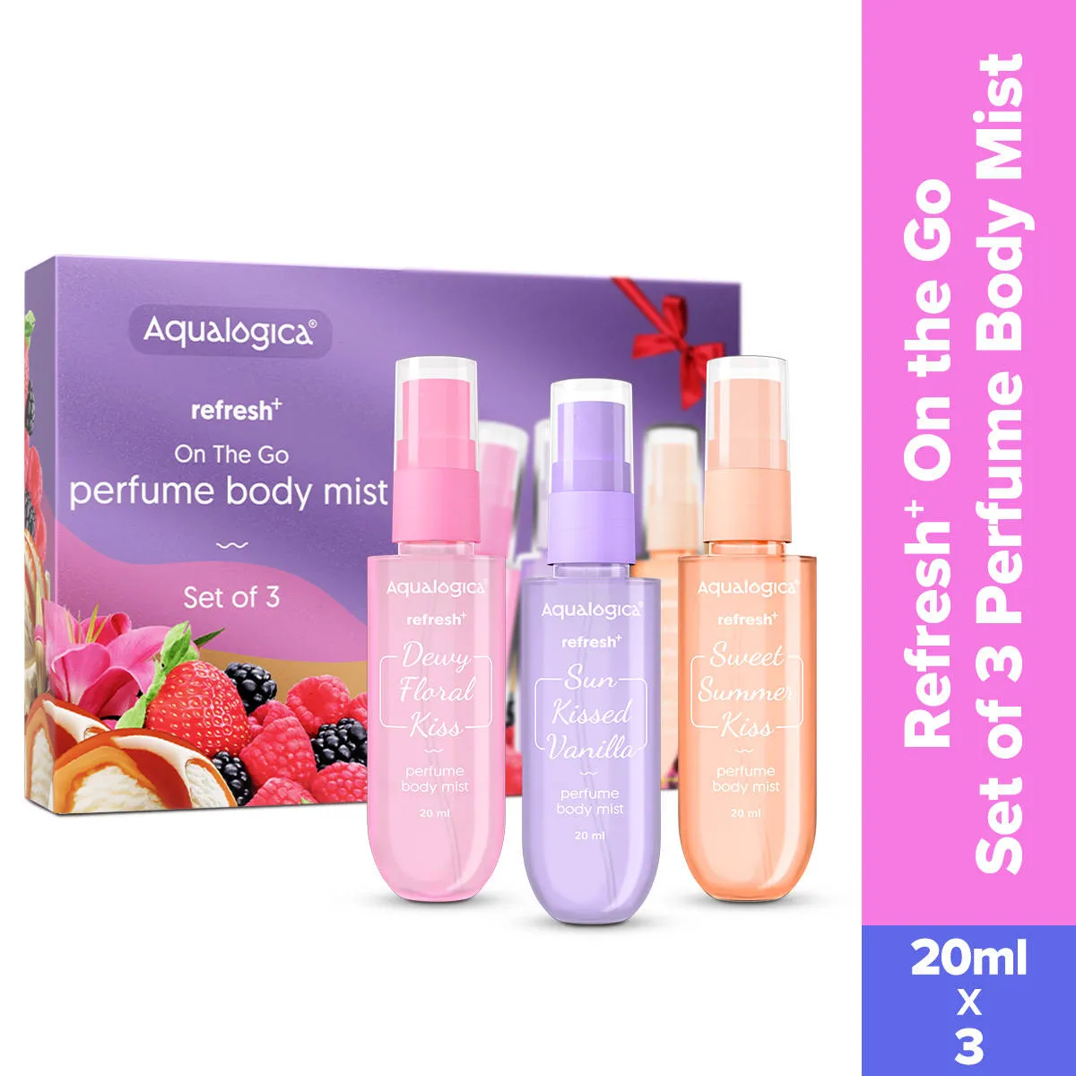 Aqualogica Refresh + On The Go perfume Body Mist Set of 3