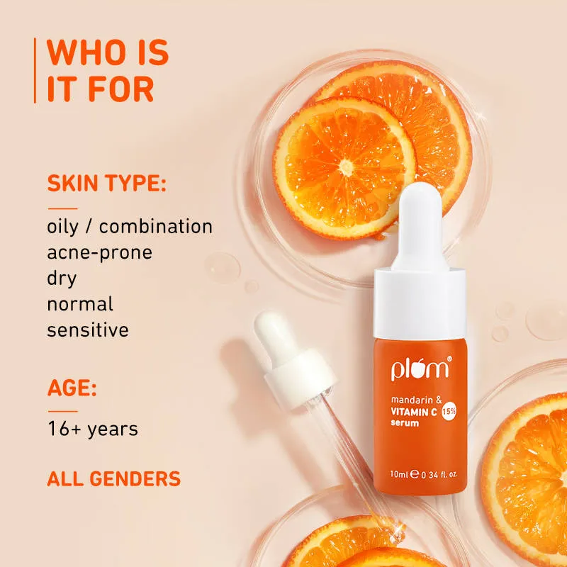 Plum 15% Vitamin C Glow Face Serum - Dermat Tested To Fight Dark Spots- Pigmentation & Dull Skin