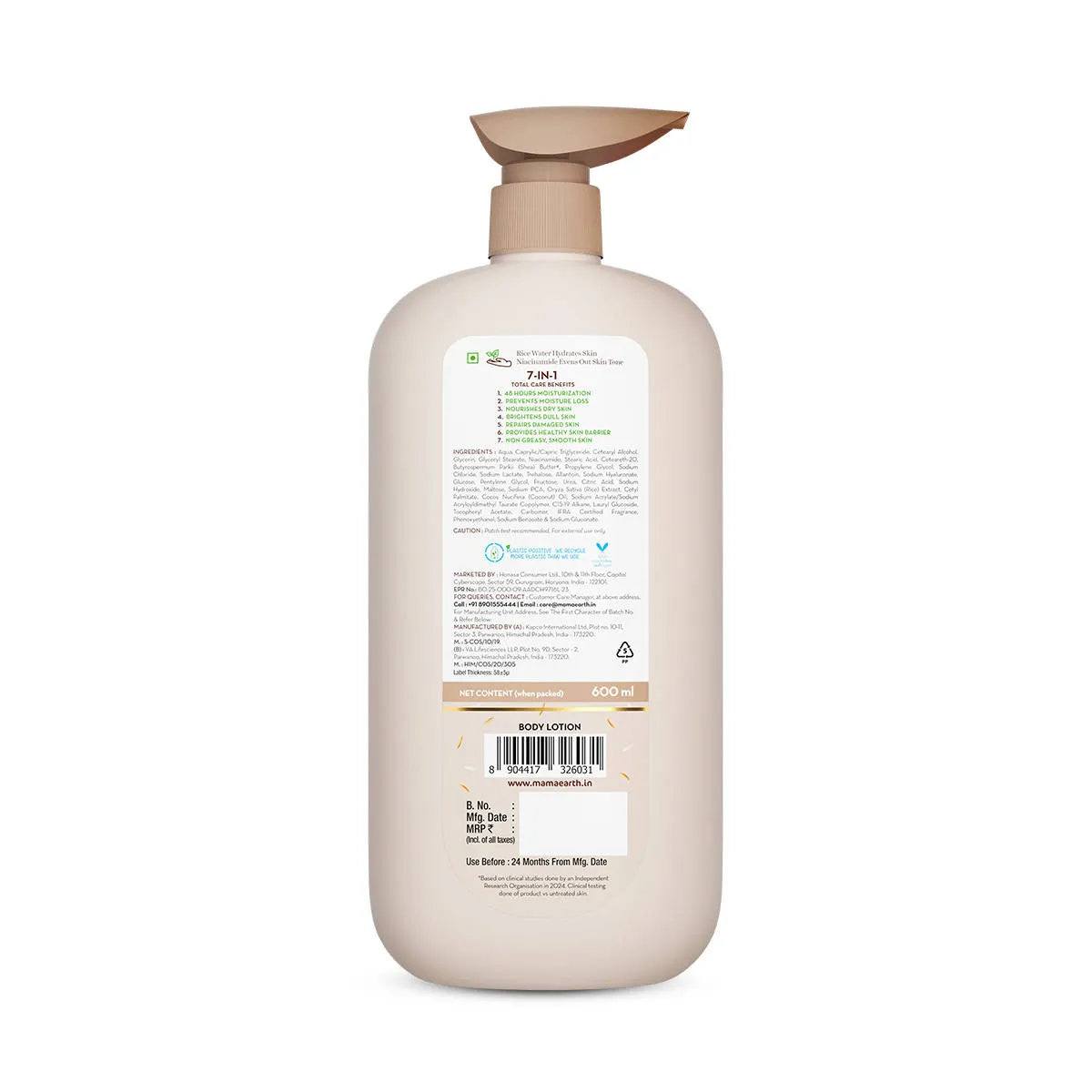 Mamaearth Rice Water Hydrating Body Lotion With Rice Water & Niacinamide For Dewy Glass Skin