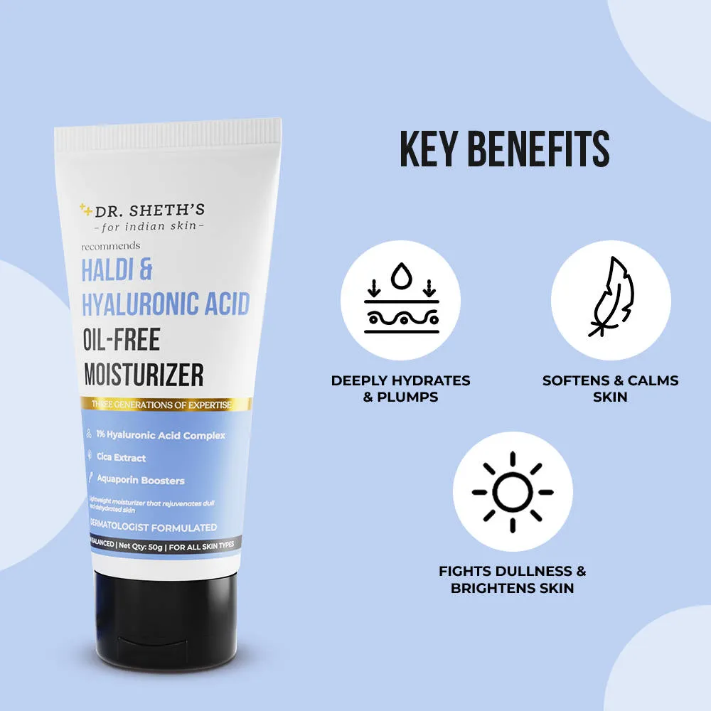 Dr. Sheth's Haldi & Hyaluronic Acid Oil-Free Moisturizer, 1% Hyaluronic Acid, For All Skin Types