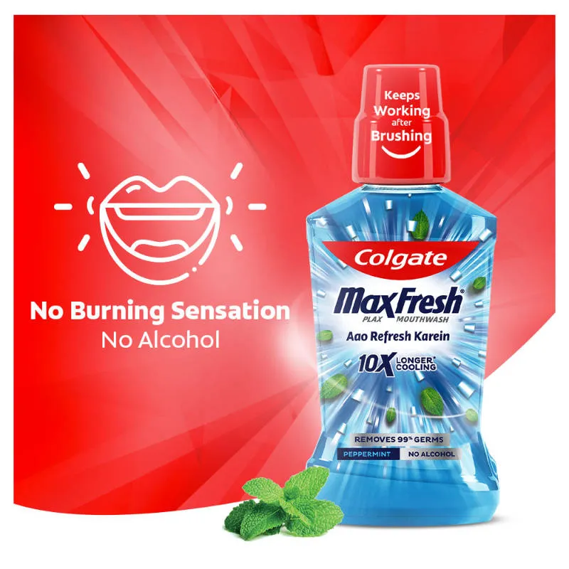Colgate Maxfresh Plax Antibacterial Mouthwash, Pepper Mint