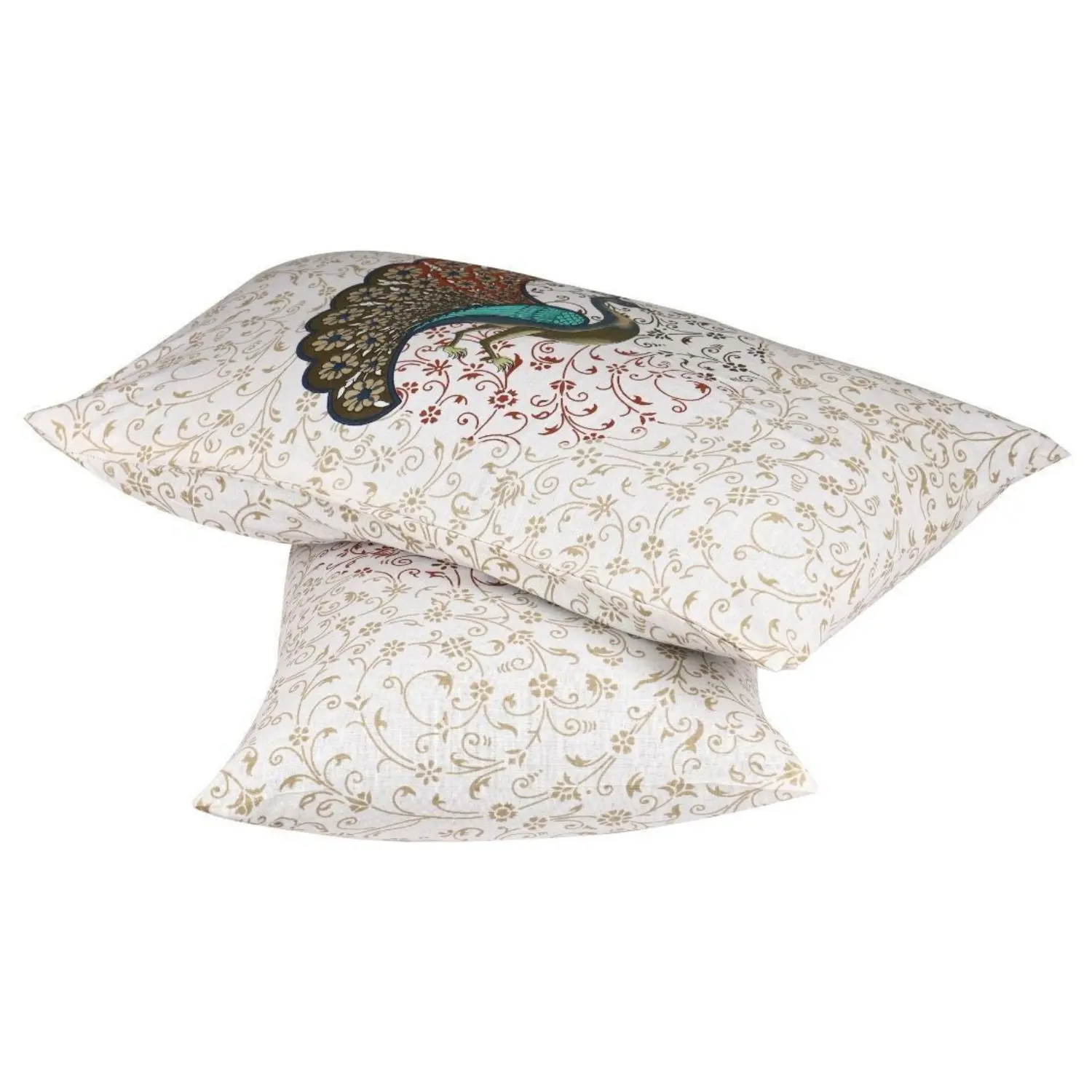 Pure Cotton Jaipuri Bedsheet (Peacock, Printed)