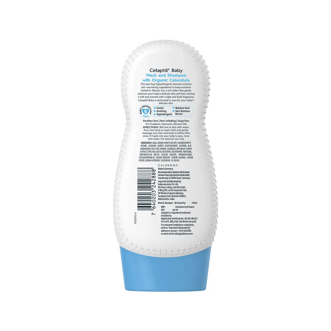 Cetaphil Baby Wash & Shampoo With Organic Calendula, 5 Fold Protection, pH Neutral