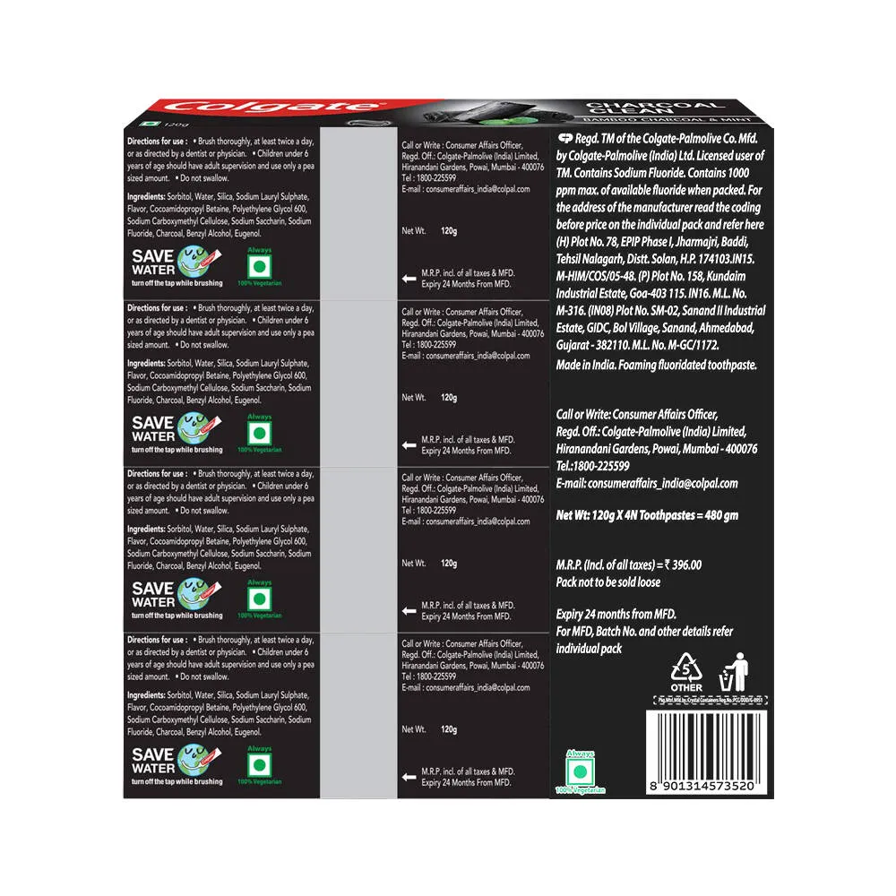 Colgate Charcoal Clean Toothpaste - Pack of 4