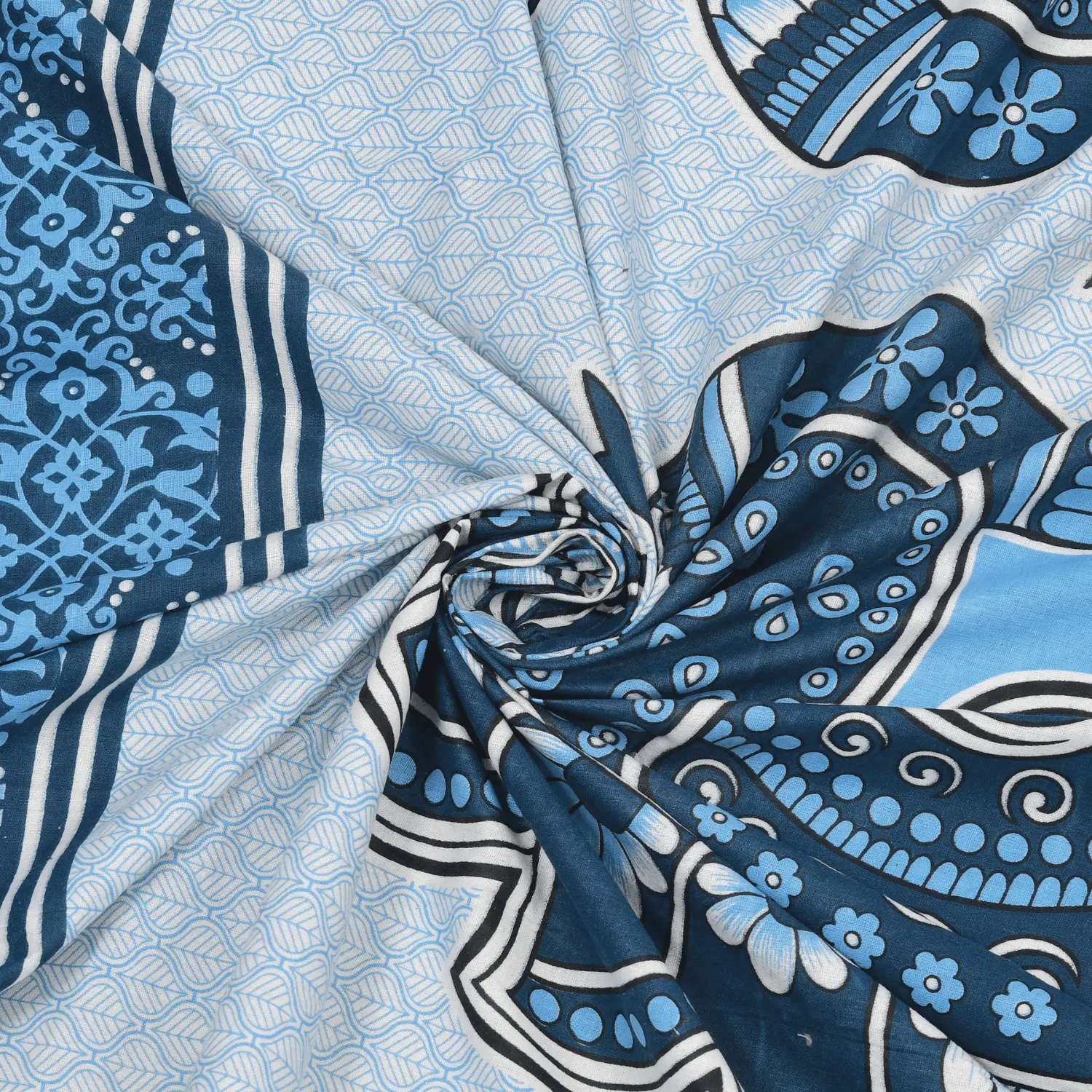 Pure Cotton Jaipuri Bedsheet (peacock Printed)