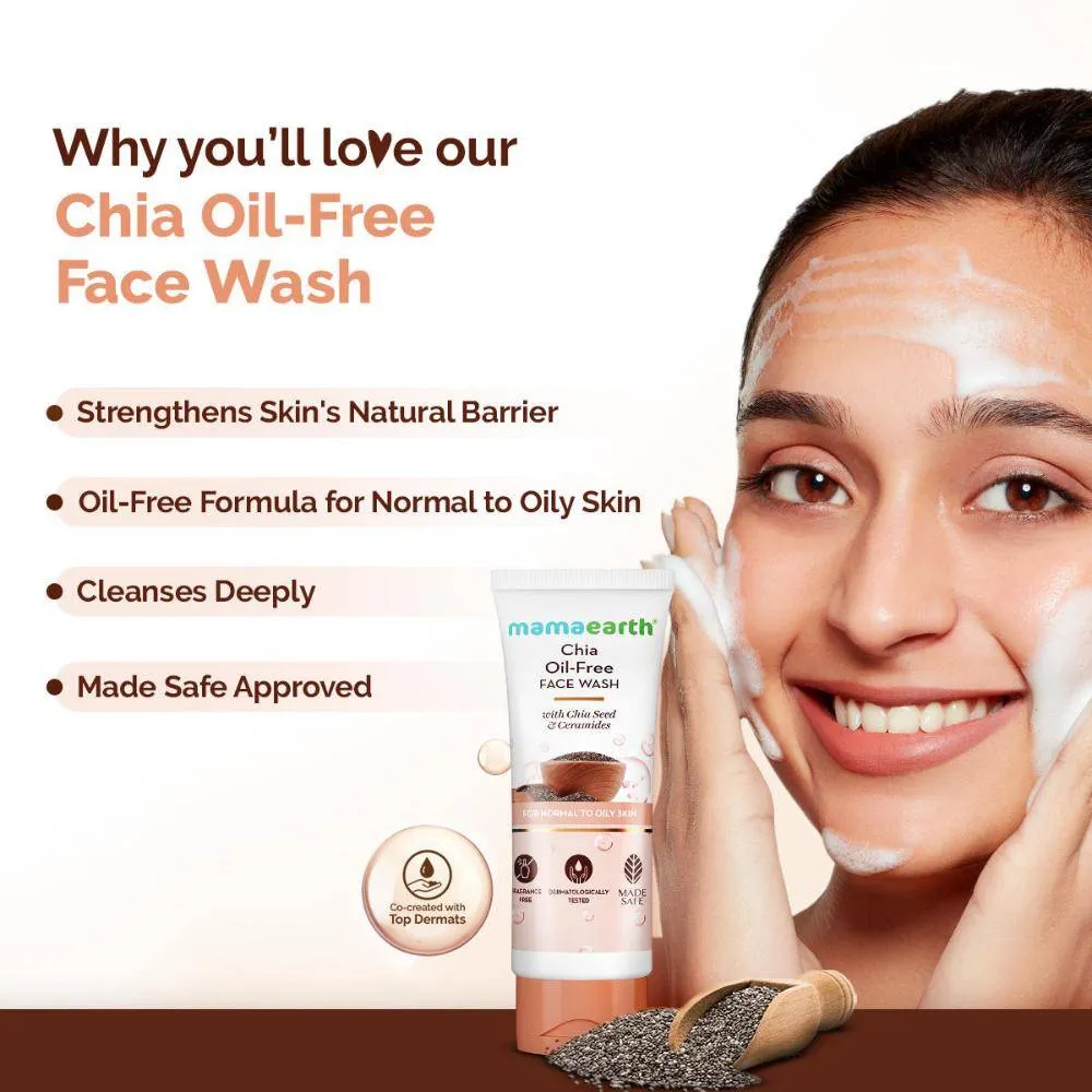 Mamaearth Chia Seed and Ceramides Oil-Free Face Wash for a Hydrated Glow