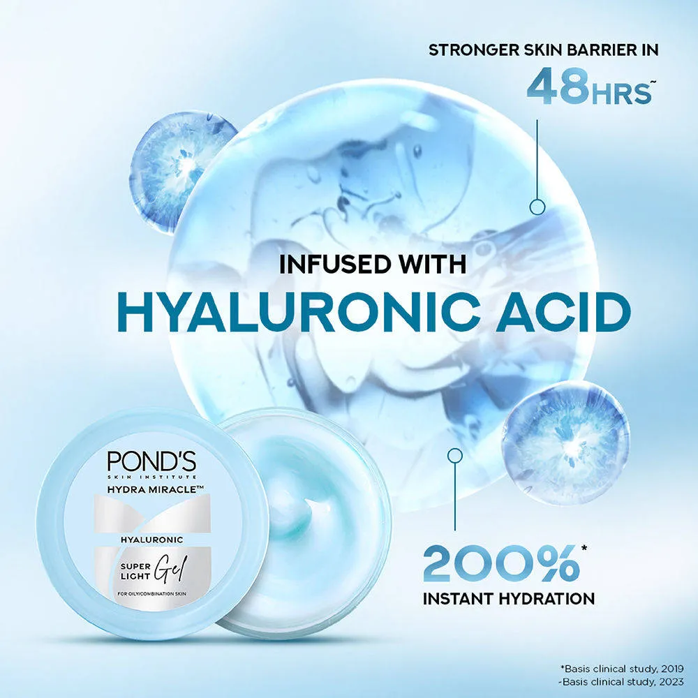 Pond's Ponds Super Light Gel Oil Free Moisturiser With Hyaluronic Acid + Vitamin E - Pack Of 2
