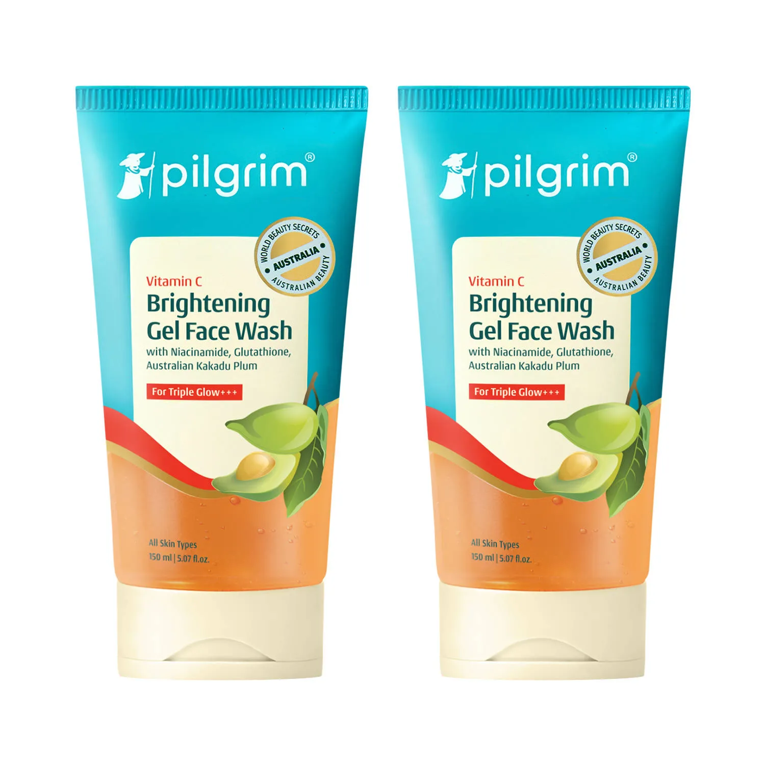 Pilgrim Vitamin C Brightening Gel Face Wash For Triple Glow+++ - Pack of 2