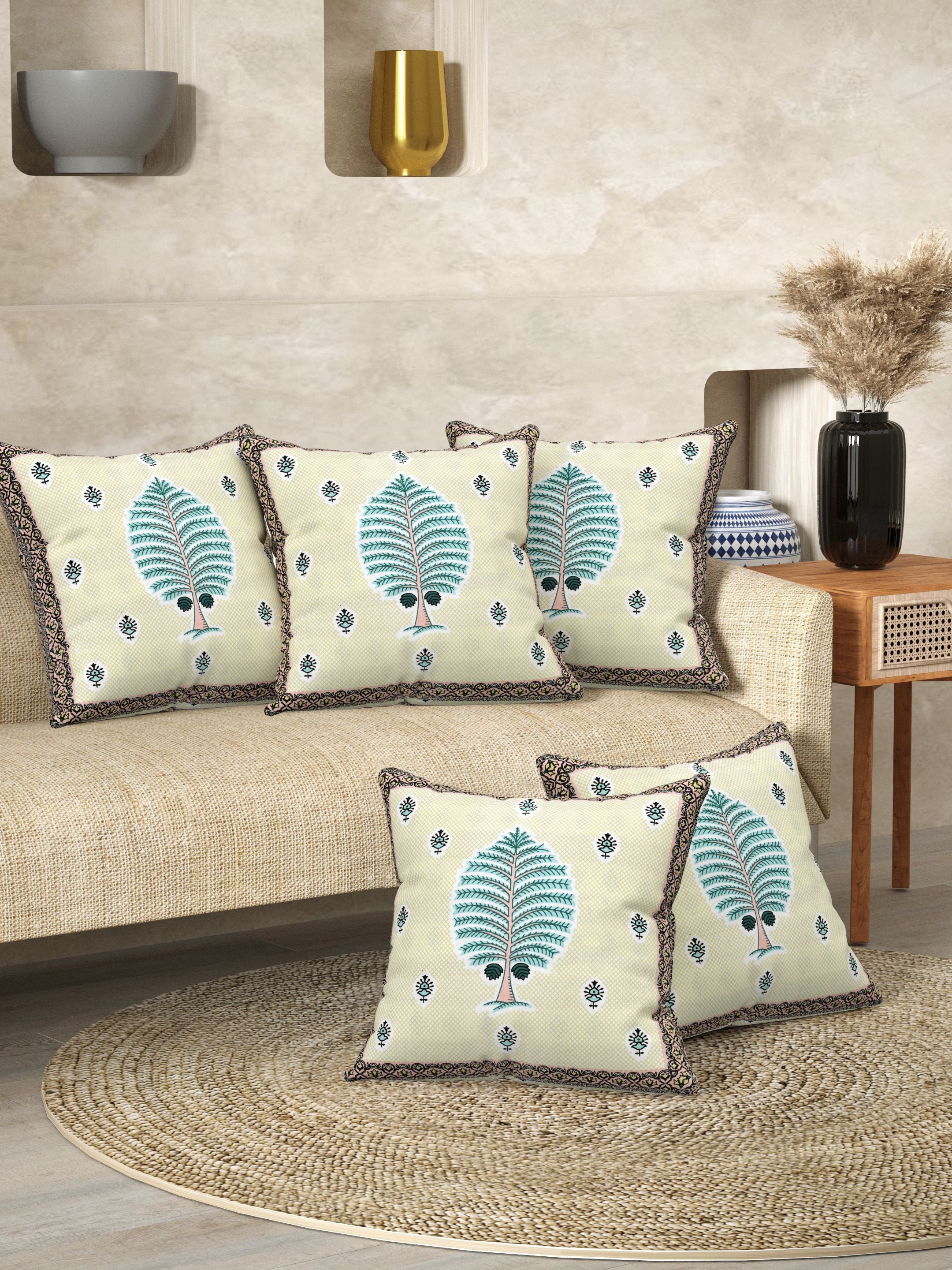 Digital Printed Cotton Cushion Cover (Pack of 5)
