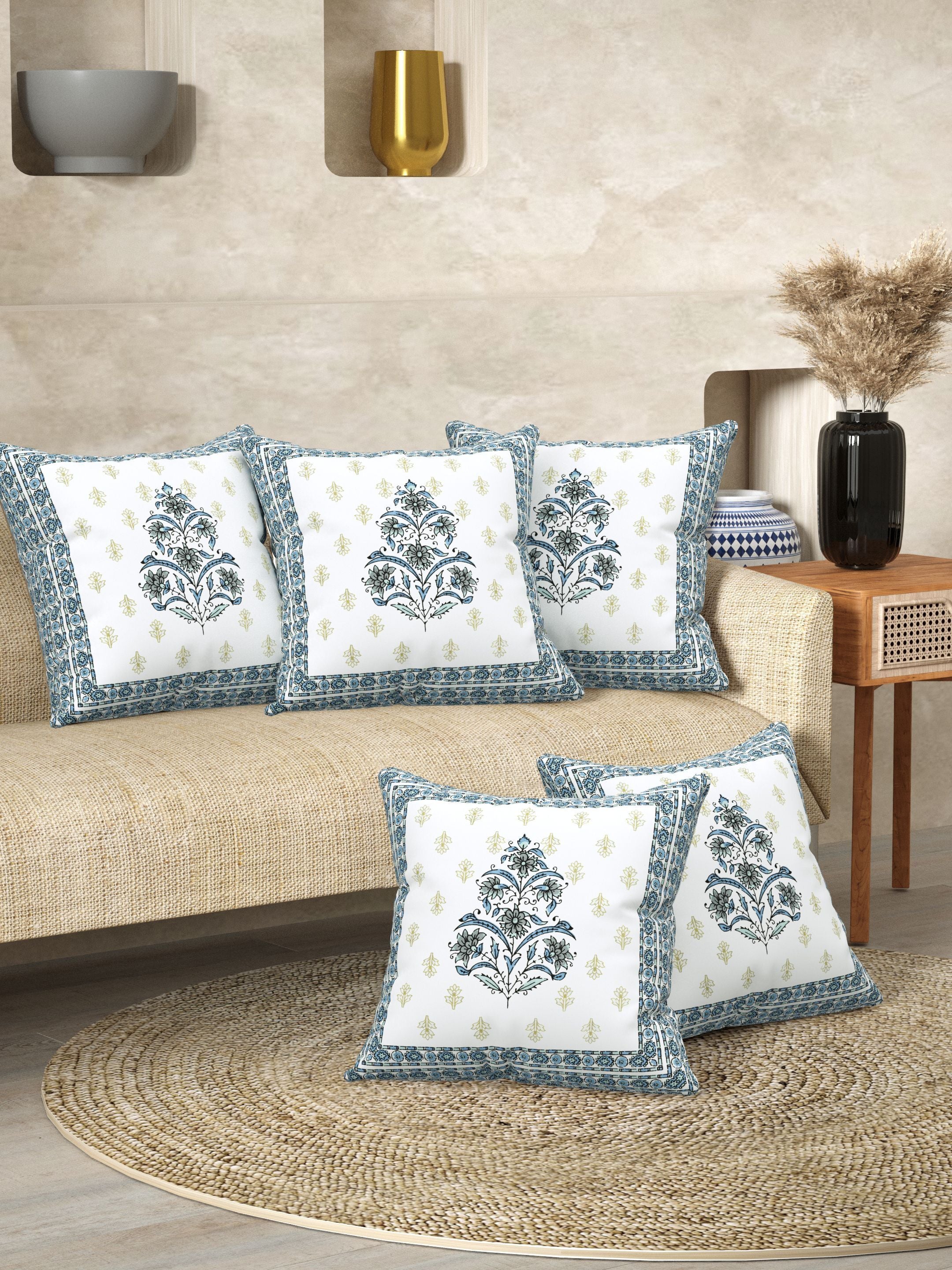 Digital Printed Cotton Cushion Cover (Pack of 5)
