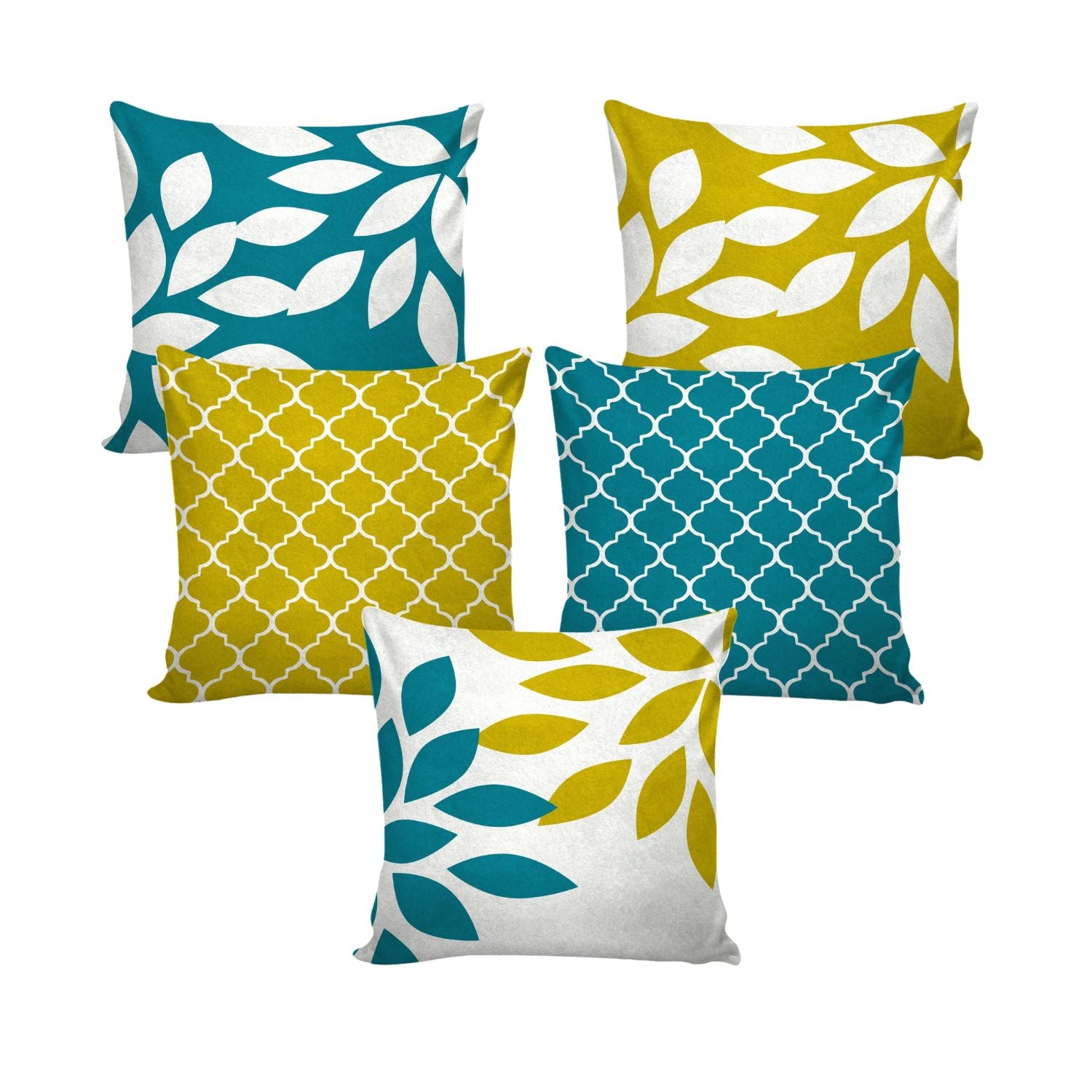 Digital Printed Cushion Cover (Check Printed, Pack of 5)