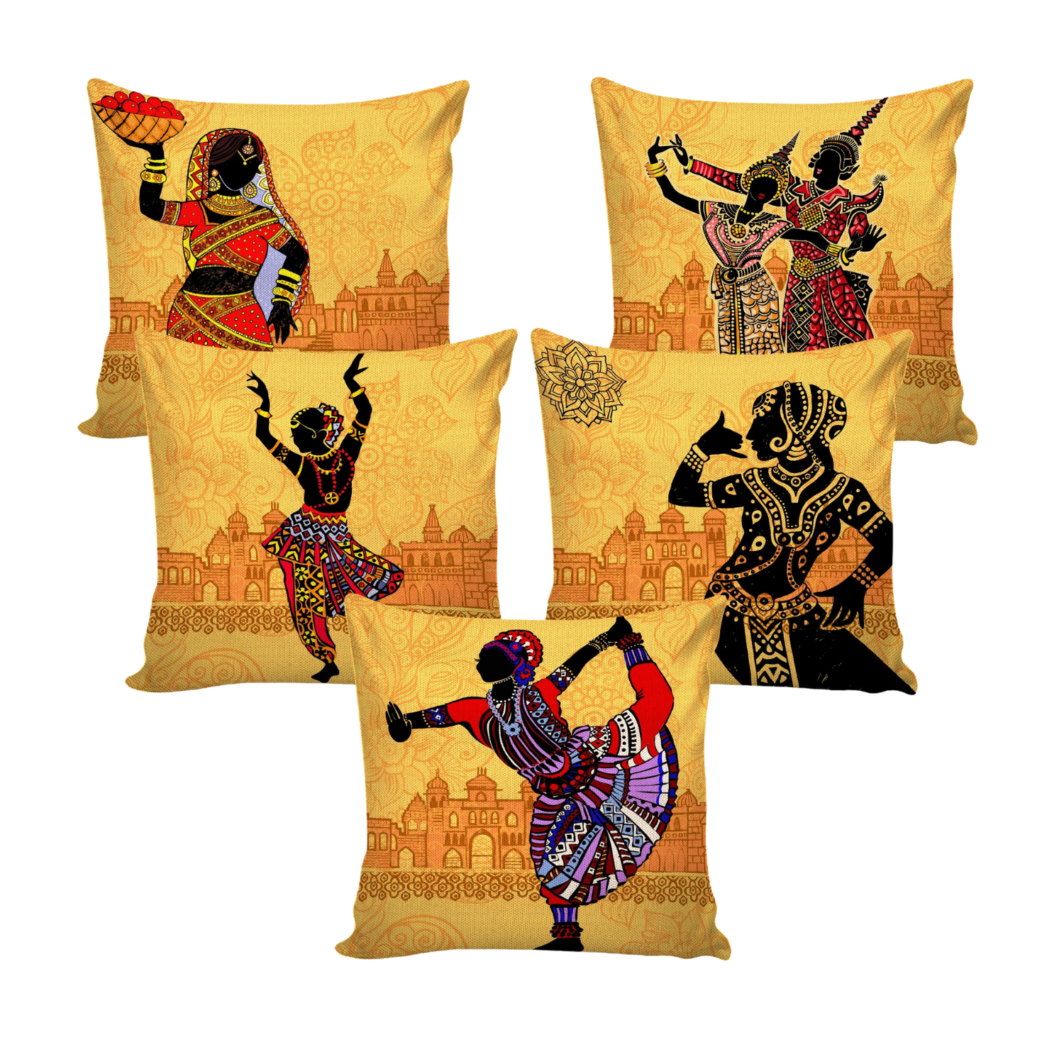 Digital Printed Cushion Cover (Women Printed, Pack of 5)