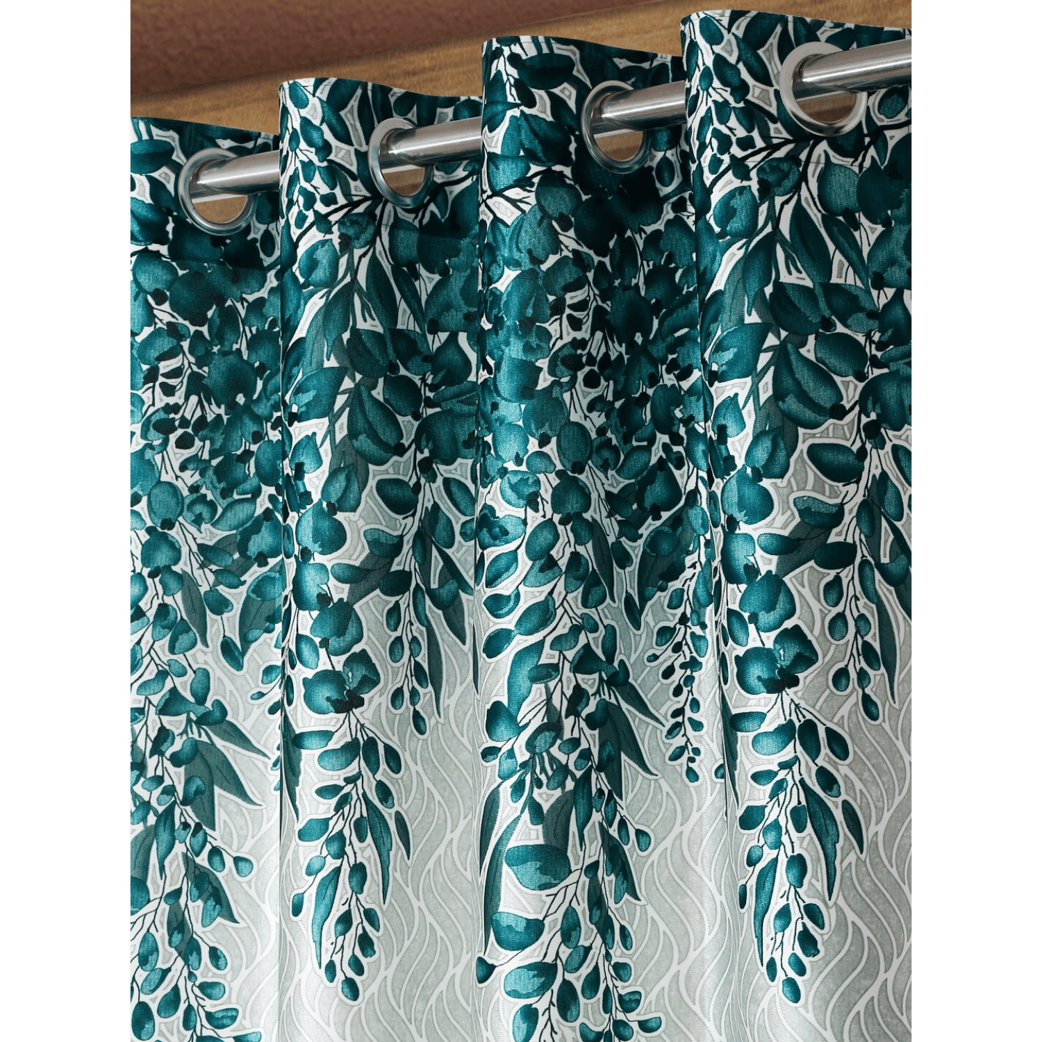 Polyester Semi Transparent Door Curtain (Pack of 2, Green)