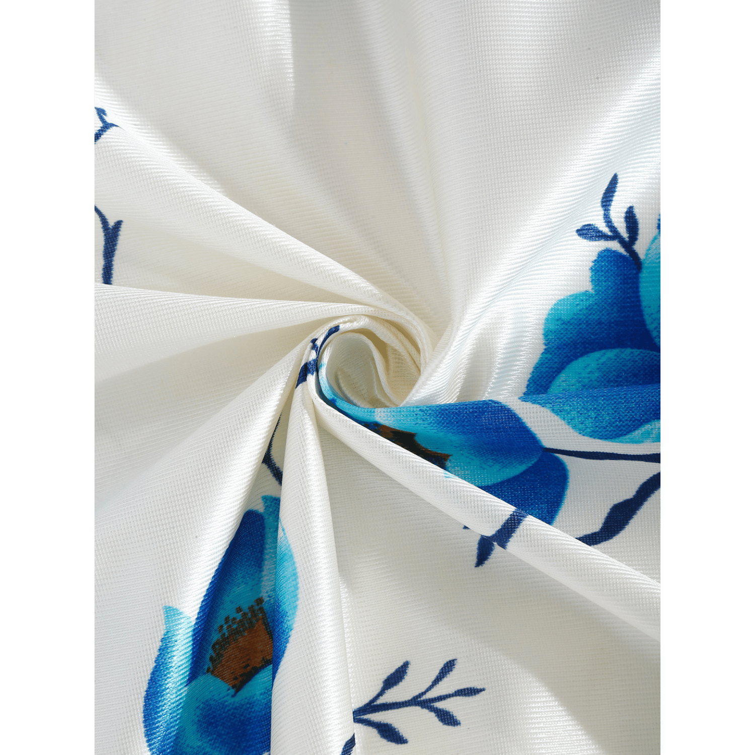 Polyester Semi Transparent Door Curtain (Pack of 2, Blue, Floral)