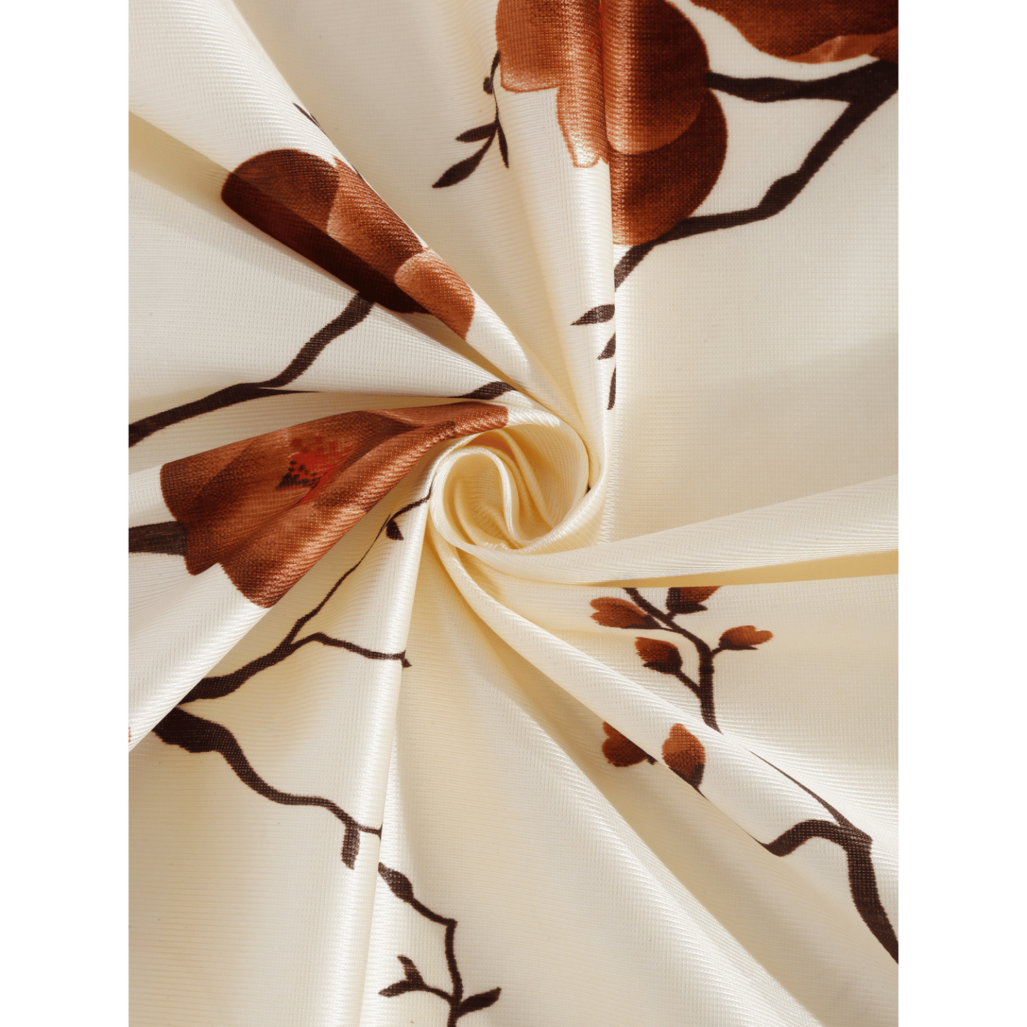 Polyester Semi Transparent Door Curtain (Pack of 2, Brown, Floral)