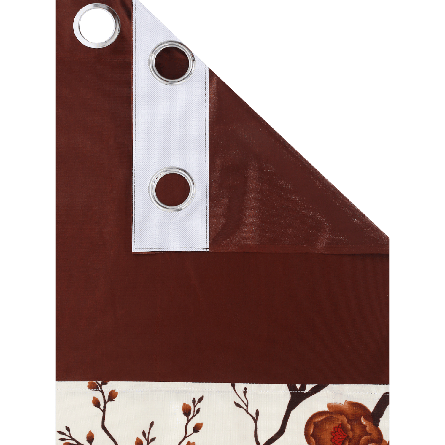Polyester Semi Transparent Door Curtain (Pack of 2, Brown, Floral)