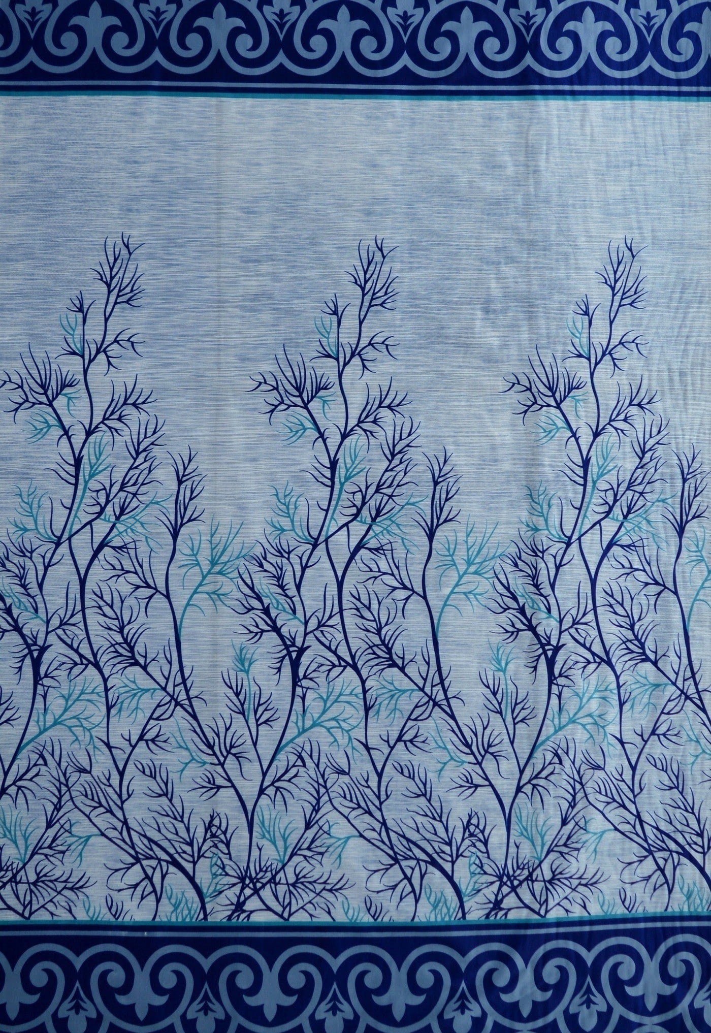 Polyester Semi Transparent Door Curtain (Pack of 2, Blue)