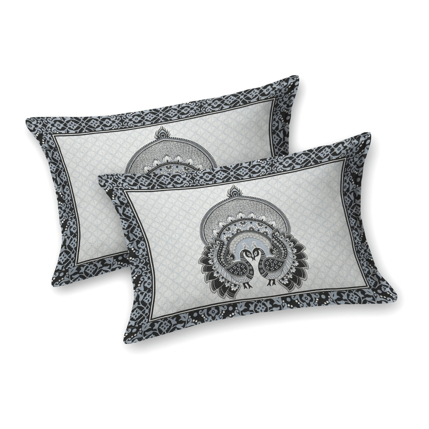 Double Bed Size Pure Cotton Jaipuri Bedsheet (Gray)