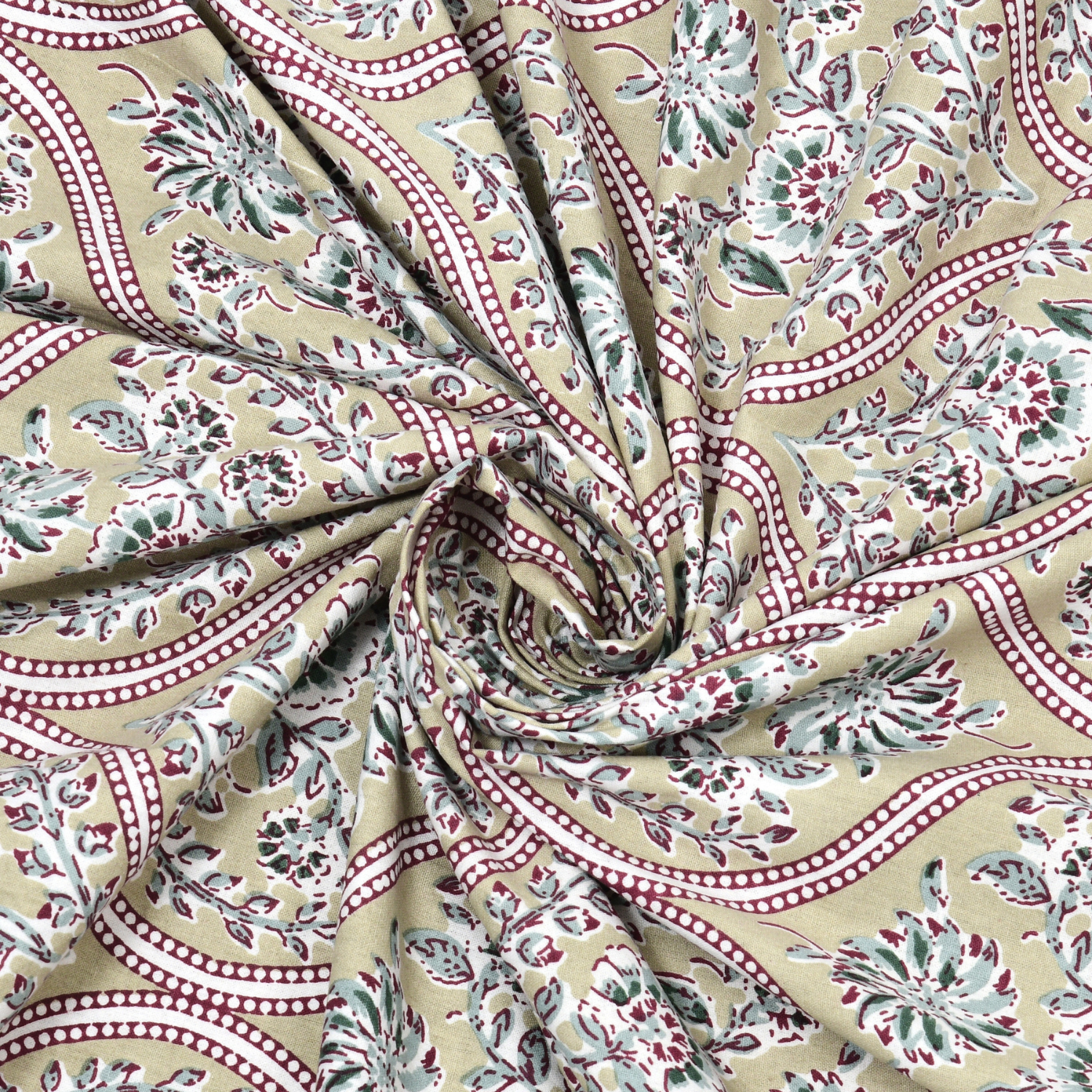 Pure Cotton King Size Floral Jaipuri Prints Flat Bedsheet (Pink)